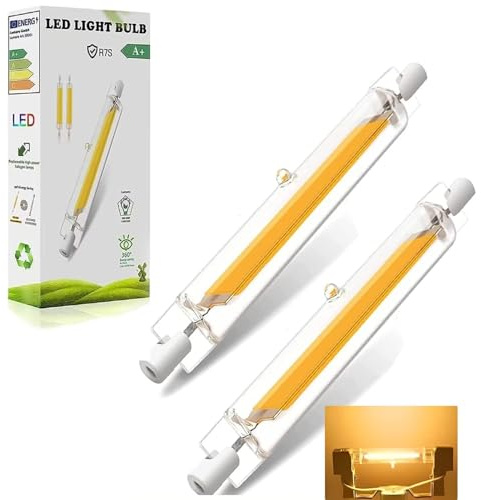 R7s LED Bulb 118mm Dimmable, 20W R7s LED Bulb Equivalent J118 200W Halogen, Warm White 3000K 2000LM, Flicker-Free 360° Light Angle, Energy Saving Linear Floodlight Bulbs Indoor Outdoor 2 Pack