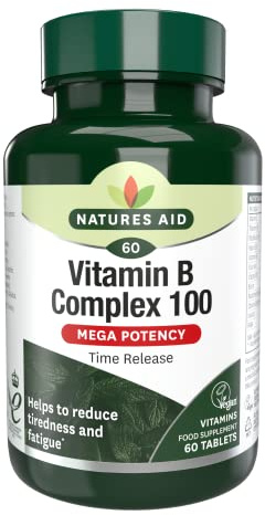 Natures Aid Vitamin B Complex 100mg Supplement – 60 Tablets | High Strength B Vitamins, Supports Energy, Metabolism, Nervous System & Immunity, Vegan, Gluten-Free, Non-GMO