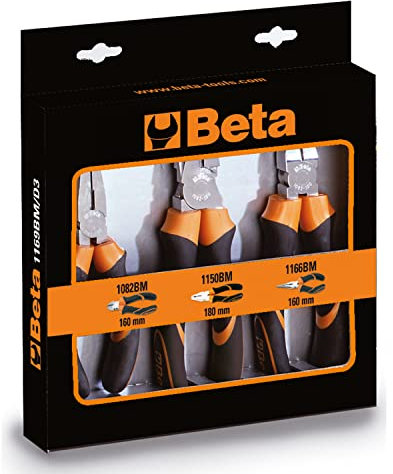 Beta Tools 1169 Bm/D3 - Set di 3 Utensili (2 Pinze+1 Tronchese), Nero/Arancione