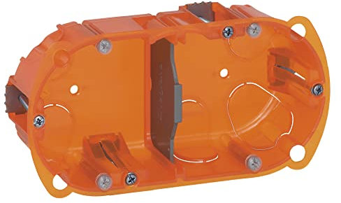 LEGRAND - Boîte Encastrement Batibox Multimatériaux - Rigidité Renforcée - Pour Plâtre, Contreplaqué, Tôle, Brique - Profondeur 40 mm - Diamètre de Perçage 67 mm - 2 Postes