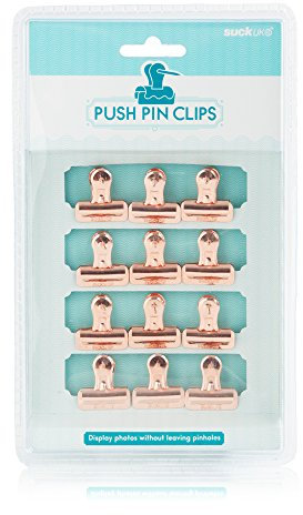 Suck UK Push Pins in Rotgold Stecknadel mit Klemme Pinnwand Pinnwandpins Dokumentenklemme Vielzweckklammer Briefklemme Pinnnadel Reißzwecke Pinnwand-Nadel Bulldog Clips Reißnägeln Fotos