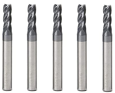 5 Pcs 5mm CNC Carbide End Mill Set, 4 Fultes Milling Cutter,Tungsten End Milling Bits Tool