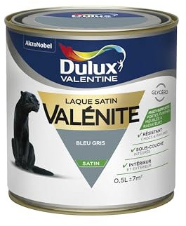 Dulux Valentine Peinture Laque Valénite Glycéro multisupport intérieur-extérieur – Grande résistance pour boiseries et ferronneries - aspect Satin Bleu Gris 0,5 L - 5296632