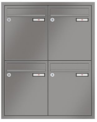 RENZ/Eckrahmen / 4er Unterputz-Briefkastenanlage Einbau-Briefkasten/RAL-Farbe 9007 Volumen 8 L/Dein-Briefkasten.de