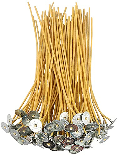 EUPNHY 100 mechas de cáñamo de 8 Pulgadas de Grosor en 3 mm de diámetro, preenceradas con Cera de Abeja 100% Natural y mechas de Cera de Abeja con pestañas para Hacer Velas.