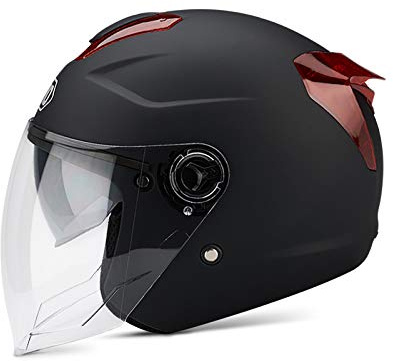 Galatée Casco Per Adulti Con Doppia Visiera. Calotta Rigida In Abs, Strato Tampone In Eps Ispessito, Fibbia a Sgancio Rapido a 7 Sezioni, Fori Di Ventilazione Anteriori e Posteriori(Nero opaco)