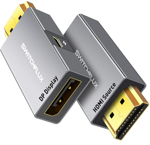SWITCHFLUX HDMI to DisplayPort Adapter [1 Pack], 4k@60Hz HDMI to DP Converter, Aluminium Male to Female Adapter Compatible with PC, Graphics Card, Laptop and More