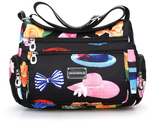 Flower cloth shoulder bag for women Crossbody Bags dumpling bag outdoor leisure large capacity women's bag (Colorful Hat)