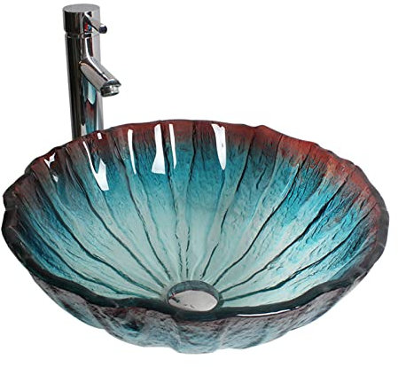 KJSHXYG Badezimmer-Waschbecken, 12 mm Badezimmer-Waschbecken aus gehärtetem Glas, Glaswaschbecken, handbemaltes Kunstglas-Waschbecken für Badezimmer