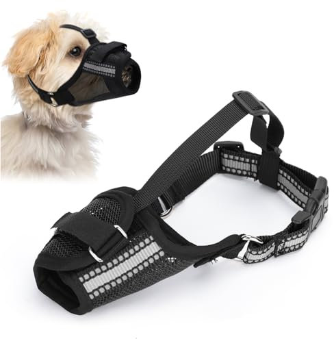 Nobleza - Maulkorb für Hunde, Weicher Netz Maulkorb für Kleine Hunde, Atmungsaktiv Reflektierende Einstellbare Maulkorb Hunde, Verhindert Das Beißen, Kauen Und Bellen (S)