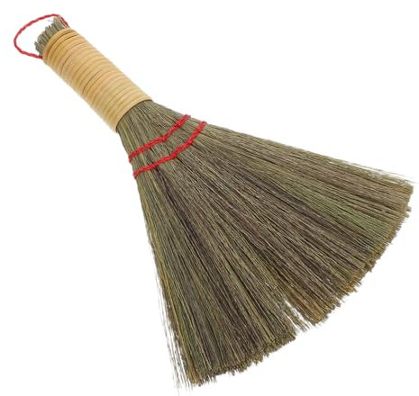 FRCOLOR Scopa Piccola Frusta per Pulizia Caminetto Scopa Corta Intrecciata Mano in Paglia di Mais Paletta Portatile per Briciole e Polvere per Interni e Domestico