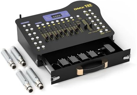 Controlador de DJ, Consola negra con DMX 512 y operador MIDI, controlador de iluminación de 192 canales for conciertos en, KTV, DJ y clubes.