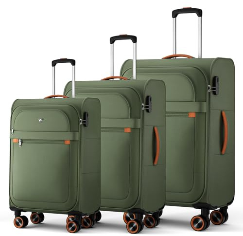 ABISTAB Stoff Koffer Set 3-teilig - Weichschalen Koffer Trolley - Reisekoffer mit 4 Rollen & Zahlenschloss - Handgepäck & große Koffer