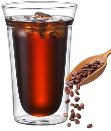 Naqqios Dubbelväggiga glaskaffemuggar - Väggkopp Kaffekopp | Glaskopp med en läpp isolerad från dubbelväggiga väggar, hållbara isolerade vinglas för kaffe, te