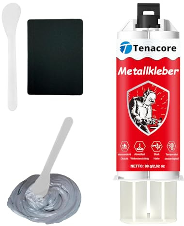 Tenacore 80g 2 Komponenten Kleber, 2K Epoxidharz Kleber Extra Stark Metallkleber für flüssigmetall, Edelstahl, Gusseisen, Holz, Stein