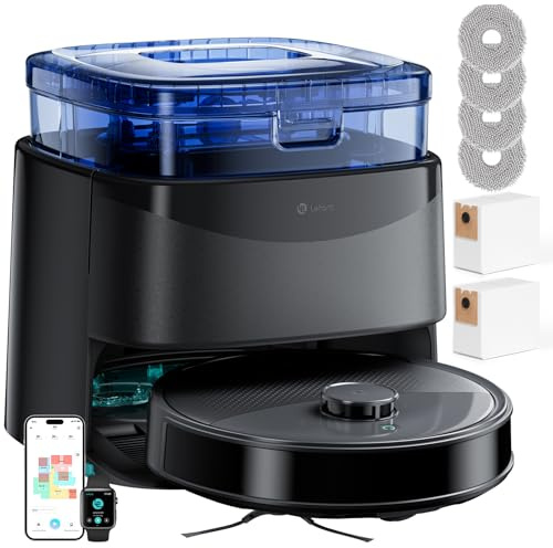 Lefant M3 Robot Aspirapolvere Lavapavimenti con Mappatura, Aspirazione 12000Pa, Doppi Mop Rotanti, Laser dToF, Sensori PSD, Lavaggio Mop 45°C, Autosvuotamento 3,2L, WiFi, Alexa/App, Grigio