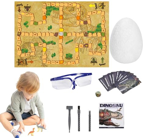 Liqzirtu Kit d'excavation d'œufs de Dinosaures - Jouet éducatif interactif - Kit créatif de fossiles de Dinosaures pour - Amusant et Apprentissage - Anniversaire, Noël, Pâques, Nouvel an