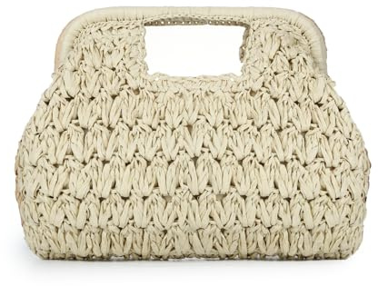 Jywmsc Bolso de Mano de Paja para Mujer Bolso de Mano de Mimbre para Verano Bolso Tejido de Moda para Vacaciones
