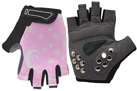 ITODA Kids Cycling Gloves Breathable Adjustable Half Finger Gloves Non-slip Mitten Summer Fingerless Mitts for Outdoor Sport Biking Riding Skating Balance Bike Scooter Boys Girls 3-8 Years Olds