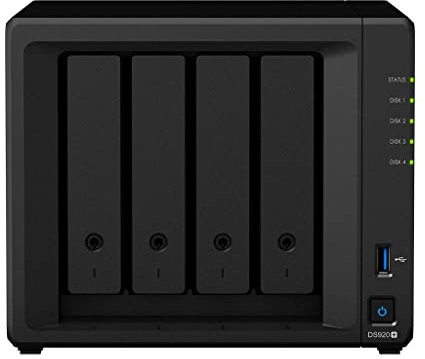 Synology DS920+ (8GB) 4-Bay Diskstation NAS (Intel Celeron J4125 8GB Synology Ram 2xRJ-45 1GbE LAN-Port) Bundle mit 4 x 4TB WD RED Plus HDD (WD40EFZX - 68AWUN0)