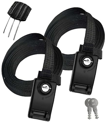 Lovinouse 2 Pack Lockable Tie Down Strap, with 3 Stainless Steel Cables, for Lashing Locking Kayak, Bike, Surfboard, 10 Feet Each
