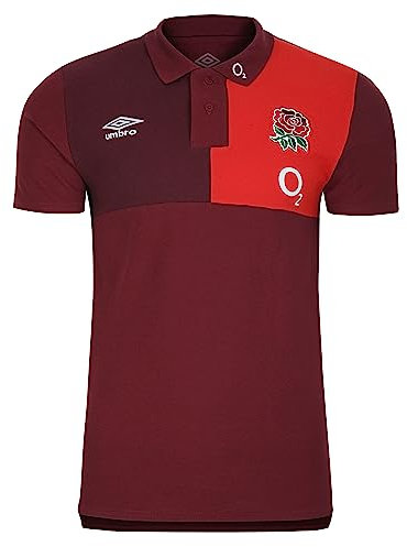 Umbro Mens England Rugby CVC Polo Shirt 2023 2024 Adults Top Red/Scarlet L
