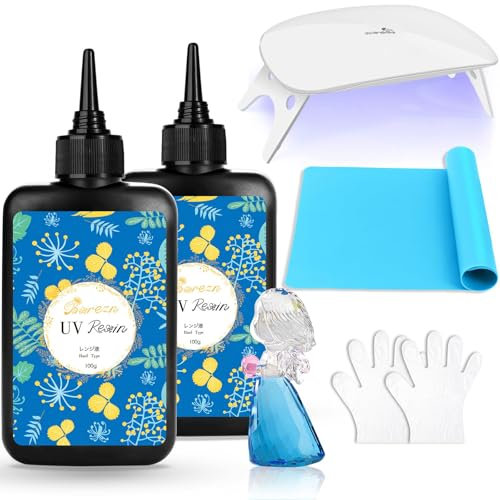 Bsrezn 200g UV Resin Set mit UV Lampe Schnellhärtender Starter Schmuck Making Kit für Handwerk Anfänger