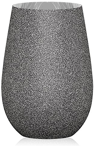 Stölzle Lausitz Longdrinkgläser Stones Basalt Dunkelgrau 6er-Set 465 ml – Allroundbecher für Wasser, Saft & Cocktails – Hochwertige Trinkgläser in Steinoptik – Spülmaschinengeeignet & stoßfest