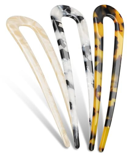 EEEKit 3 Stück U-förmige Haarnadeln, Französischer Haarspangen für Feines Haar, Haarklammer für Dünnes Haar Accessoire