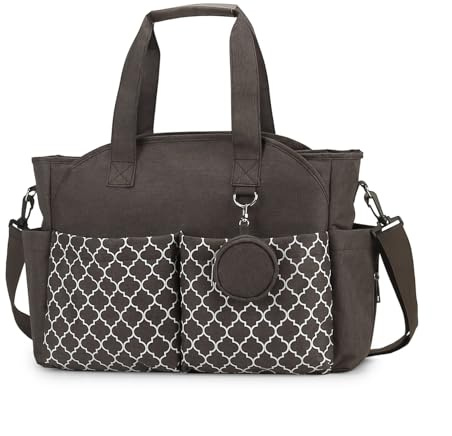 Lmbabter Borsa per pannolini con fasciatoio multifunzione con tracolla regolabile, Marrone, Taglia unica