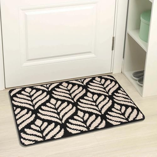 BELICOO Front Door Mat Inside, Large Rubber Dirt Trapper Door Mats Indoor, Black Non-slip Muddy Mat for Pets and Dogs, Machine Washable Outdoor Mats for Front Door, Kitchen, Entrance, 50 * 80 cm