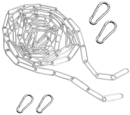 APOMOONS 3 Metri Catena Acciaio,3mm Catene Catena Metallo Delimitazione Catenella Catena Resistente Catena Zincata Catena Antitaglio per Lucchetto Recinzione Catena Antifurto Catena con 4 Moschettoni