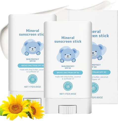 2 Stück Sonnencreme Applikator, Sonnenroller LSF 50, Sonnenschutz Stick für Baby, Kinder und Erwachsene, Tragbares Sunscreen SPF 50 Gesicht & Körper, Nicht Klebrig, Wasserfest, UVA- und UVB-Schutz