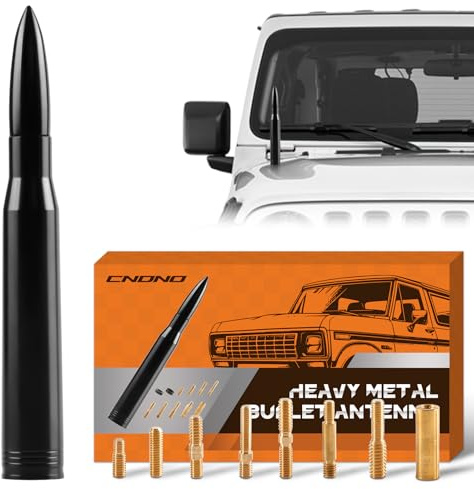 Universal Car Antenna Replacement, Bullet Antenna Compatible with Ford, Dodge, Chevrolet, GMC, Jeep, Toyota and Truck Replacement Antenna, Made of Rugged Aluminum, Car Accessories