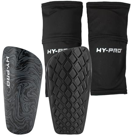 Hy-Pro Shin Pads With Football Socks - Breathable & Secured Elastic Shin Pad Socks For Players 160-180cm - Large Size, No-Strap Design for Secure Protection