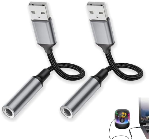 Gerhua 2 Pcs Usb to 3.5mm Jack Audio Adapter,External Sound Card Usb-A to Audio Jack Adapter,Usb-A to 3.5mm Trrs 4-Pole Female External,Usb to Jack Adapter for Phone, Pc, Laptop, Mac, Ps5, Headphone