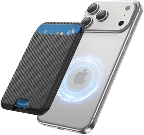 TWZKG for MagSafe Wallet, 3 Card Holder, Magnetic Phone Wallet for iPhone 17/16/15/14/13/12 Pro Max Plus Air Series,RFID Blocking Vegan Leather, Carbon Fiber