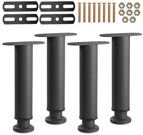 Patas para Muebles 4 Pcs Patas de Somier Regulables 25-42cm Altura Regulables Pata de Cama Ajustables de Metal, Soporte Pata para Marco Listones Centrales Cama Sofas Armarios Mesa Muebles de TV