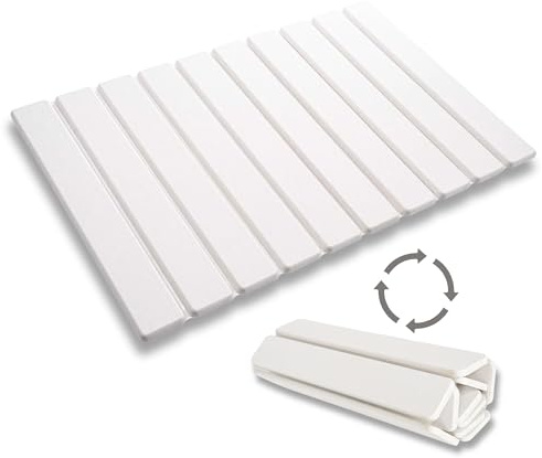 Alfombrilla Baño Diatomita Plegable 39x60 – Alfombra Baño Secado Rápido Superabsorbente y Antideslizante, Escurreplatos Diatomita / Stone Drying Mat Kitchen – Accesorios para Bañera de Lujo (blanco)