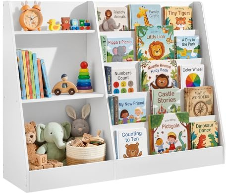 SONGMICS CUSTOS Collezione - Mobile Porta Libri e Giocattoli per Bambini, Libreria Montessoriana a 5 Ripiani, Scaffale per Libri Illustrati, per Cameretta, 30 x 103,6 x 80 cm, Bianco Nuvola GKR077WZ01