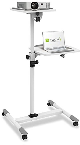 Techly 309593 Carrello Supporto per Proiettore Beamer Notebook PC Ripiani Regolabili Bianco