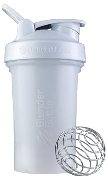 BlenderBottle Classic V2 Shaker Bottle with Stainless Steel Ball, For Protein Shakes, Dishwasher Safe, 590ml, White