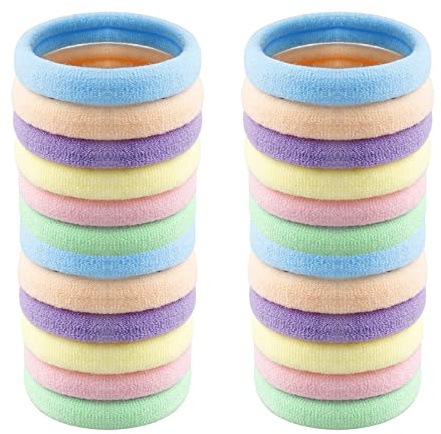 kuou Hair Bands for Girls, 50 Pack Seamless Elastic Baby Hair Ties, 6 Assorted Candy Colors Cotton Soft Toddler Hair Bobbles for BabyGirls Kids Toddlers Daily Use