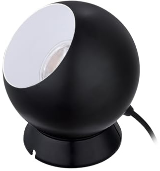 EGLO bordslampa Petto 1, rund nattdukslampa med skärm | metallkula i svart-vitt, inkl. GU10 lampa, varmvit, 13,5 cm