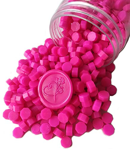 400 Pieces Sealing Wax Beads for Wax Seal Stamp, PORXFLY Pink Waxss Seal Beads Great for Wedding Invitations, Wine Packages,Cards Envelopes, Gift Wrapping (Rose Red)