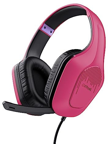Trust Gaming GXT 415P Zirox Casque Gaming Léger avec Transducteurs 50 mm pour PC, Xbox, PS4, PS5, Switch, Mobile, Audio Jack 3.5 mm, Câble de 2 m, Casque Gamer Filaire Over-Ear avec Micro - Rose