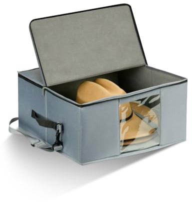 Allgawise Large Cowboy Hat Storage Box with All Around Hardboard Support, Stackable, Crush-Proof, Dust-Proof Hat Carrying Case for Home & Travel, Rigid Hat Carrier Fits Up to 16 Wide Brim Hats, Grey