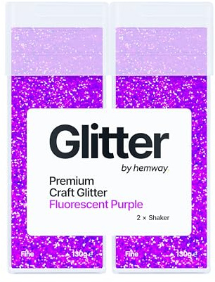 Hemway Craft Glitter Shaker Fluorescent Purple 130g x2 Pack Fine | for Resin & Epoxy Crafts, Christmas Art Supplies, Nail, Body, Face, Eye, Festival, Crafting, Slime, Sparkle