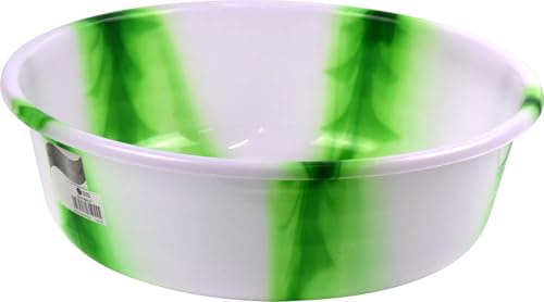 Tie-Dye Colour Plastic Round Wash Basin (Green, 11L 16 Approx)
