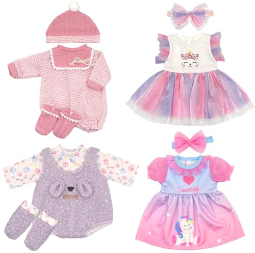 Ropa para muñecas de 14 a 17 Pulgadas, Ropa de muñeca para de 36 – 43 cm recién Nacidos, Paquete de 4